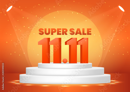 November 11 super sale shopping day on pedestal web banner