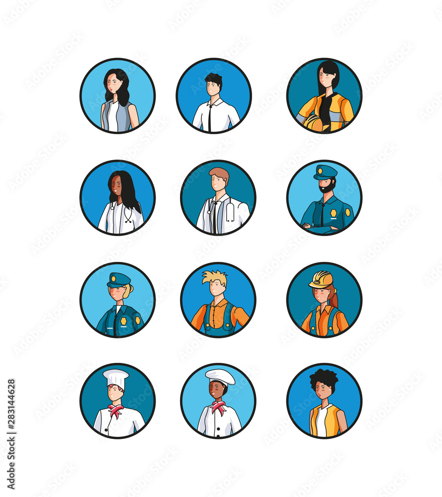 group of workers avatar character group of workers avatar character