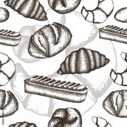 Dessert Seamless pattern with hand drawn elements