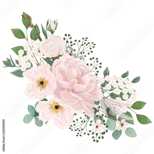 Bouquet with  flowers, watercolor. Vector illustration. EPS 10 © helenagl