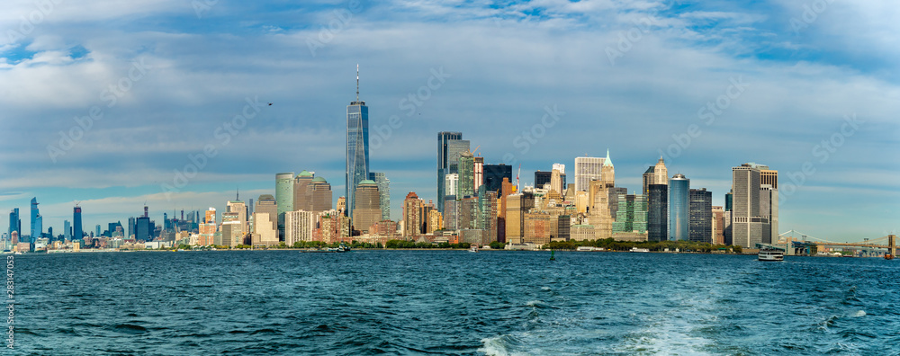 Panoramic view of  Manhatten skyscrapers in New York.