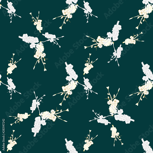 Vintage brunch gold collection for wallpaper design. Seamless vintage background. Botanical illustration. Spring floral texture. 