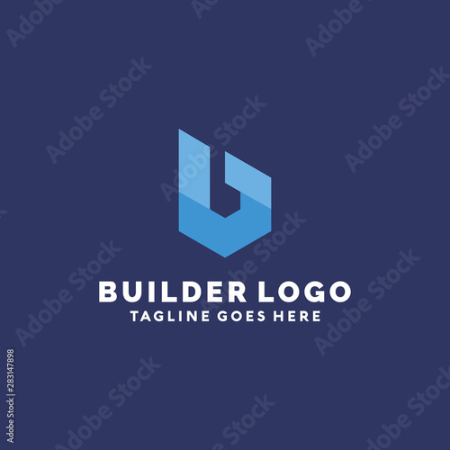 Letter B For Builder Logo Vector Logo Design Template. Modern and Geometric Icon. Technology And Digital Symbol.