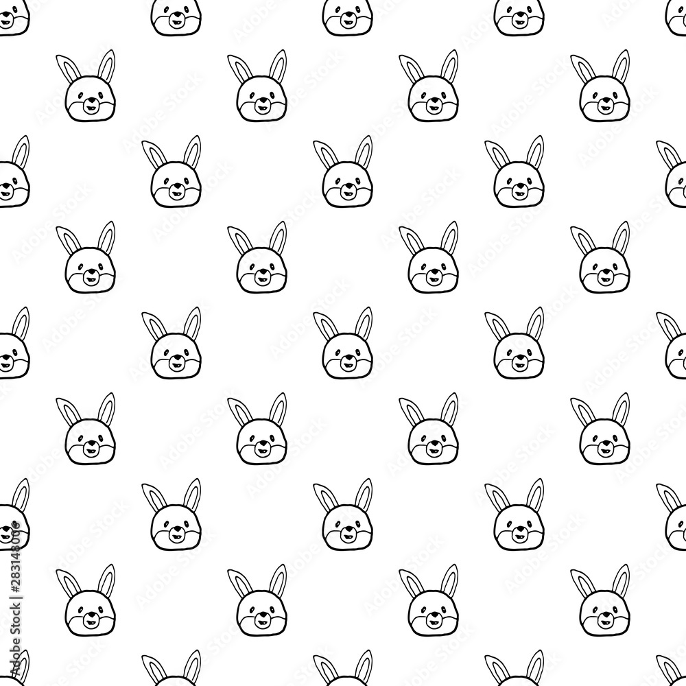 Vector seamless pattern with hand drawn bunny head. Vector seamless pattern with hand drawn bunny head.