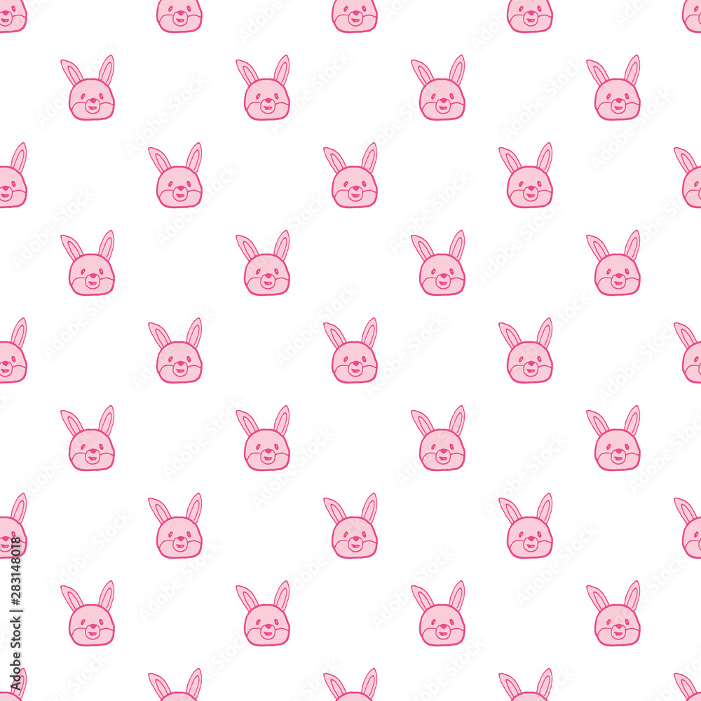 Vector seamless pattern with hand drawn bunny head. Vector seamless pattern with hand drawn bunny head.