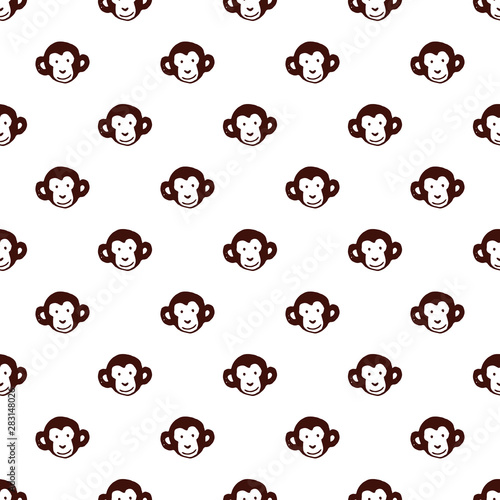 Vector seamless pattern with hand drawn monkey head.