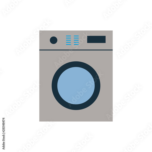 Vector illustration of colorful flat washing machine.