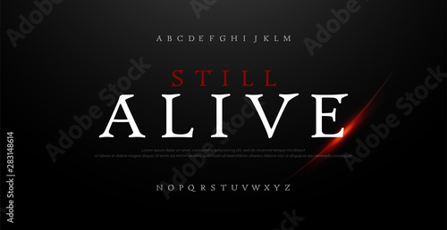 Horror, scary movie alphabet font. Typography classic style fonts set. vector illustration