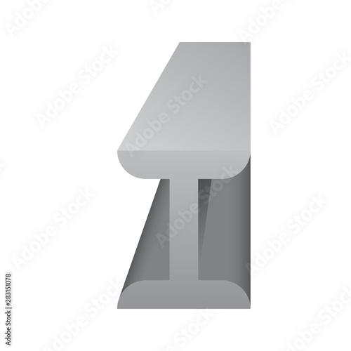 Steel product icon. I chanel profile shape. That alloy of iron from steel production industry and metallurgy used as beam, bar, frame, girder, structure in engineering, construction building material.