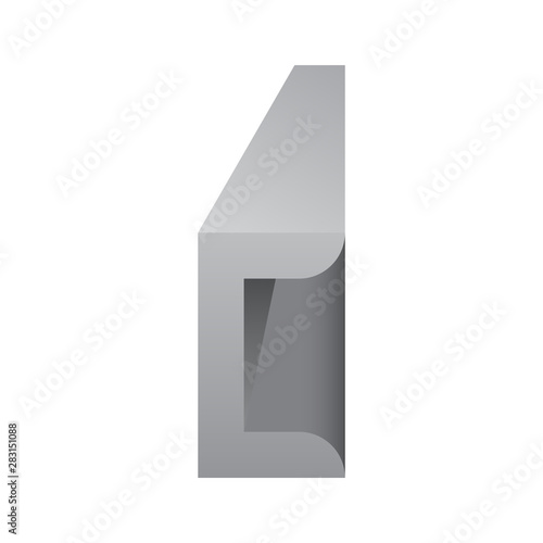Steel product icon. C chanel profile shape. That alloy of iron from steel production industry and metallurgy used as beam, bar, frame, girder, structure in engineering, construction building material.