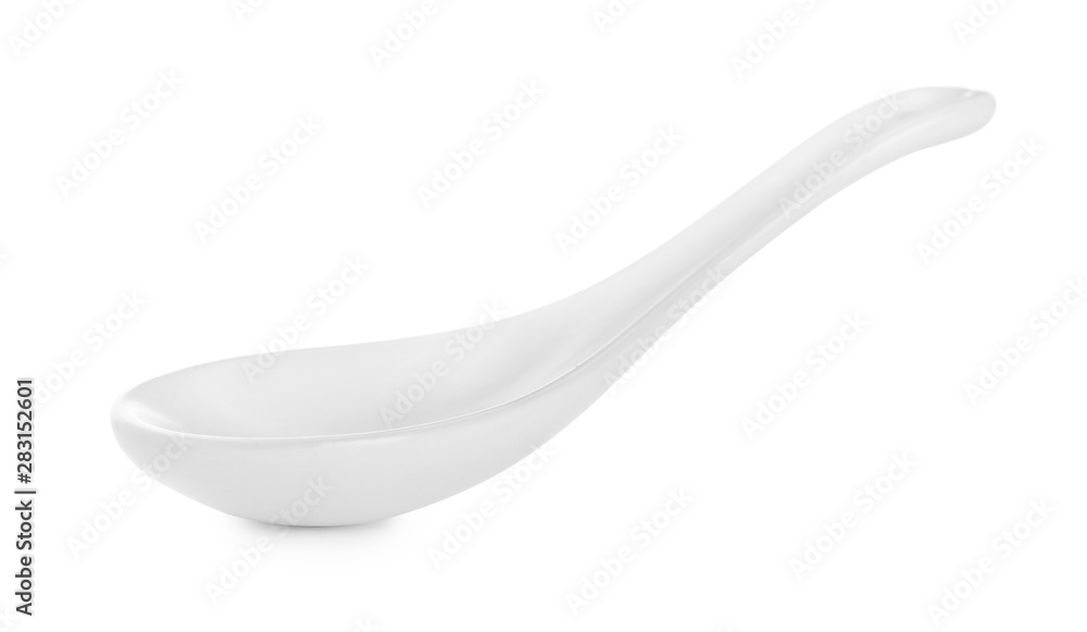 Clean empty miso spoon on white background Clean empty miso spoon on white background