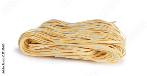 Obraz na plátně Block of raw egg noodles isolated on white