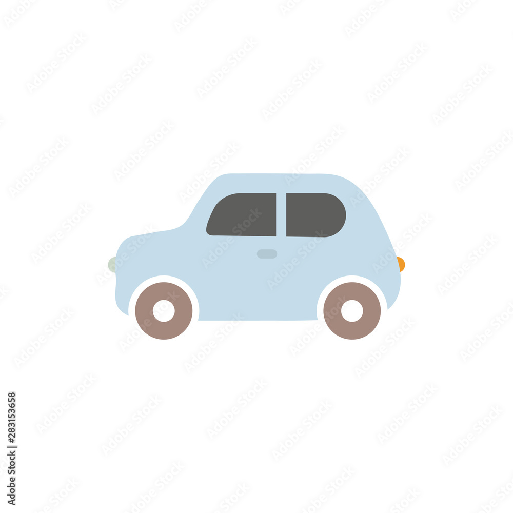 Vector illustration of flat cartoon car. Car icon.