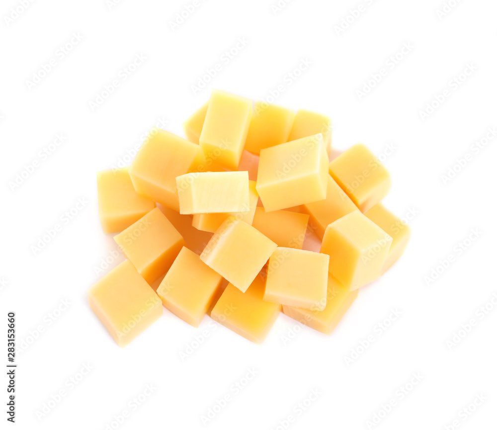 Cut fresh delicious cheese isolated on white Cut fresh delicious cheese isolated on white