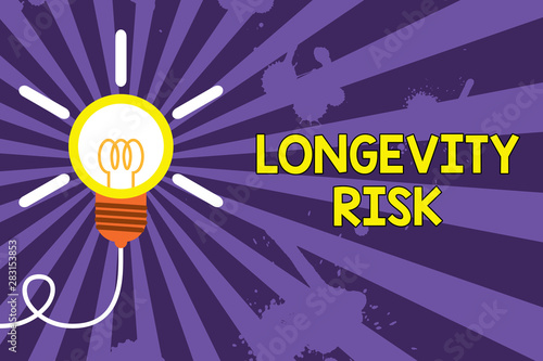 Word writing text Longevity Risk. Business photo showcasing Potential threat due to increasing lifespan of pensioners Big idea light bulb. Successful turning idea invention innovation. Startup photo