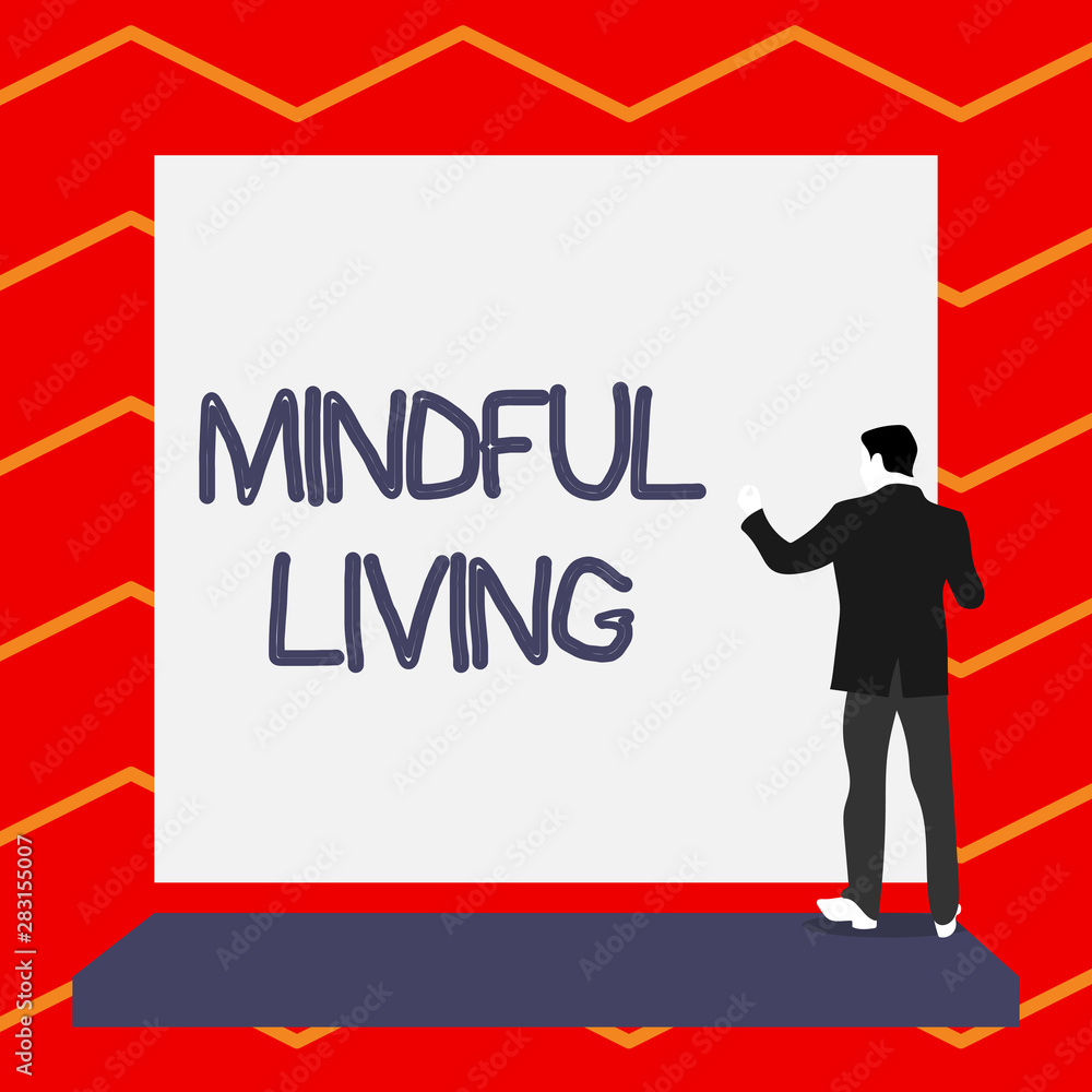 Word writing text Mindful Living. Business photo showcasing Fully aware and engaged on something Conscious and Sensible Short hair immature young man stand in front of rectangle big blank board Word writing text Mindful Living. Business photo showcasing Fully aware and engaged on something Conscious and Sensible Short hair immature young man stand in front of rectangle big blank board