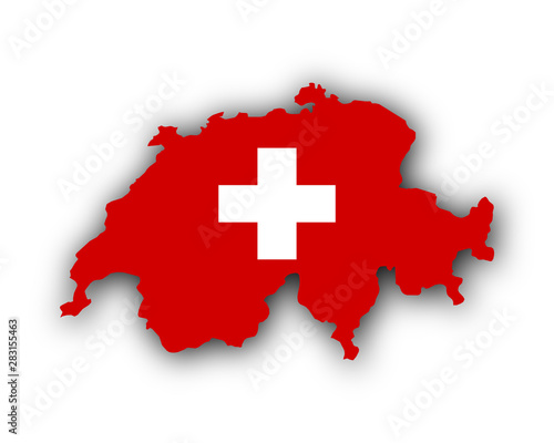 Karte und Fahne der Schweiz