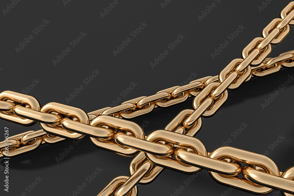 Fototapeta premium Chain with blank background, concept of digital security, 3d rendering.