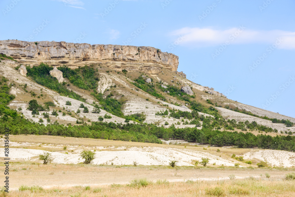 White rock in the Crimea. White rock Sights of Crimea. High rock Rocky mountain
