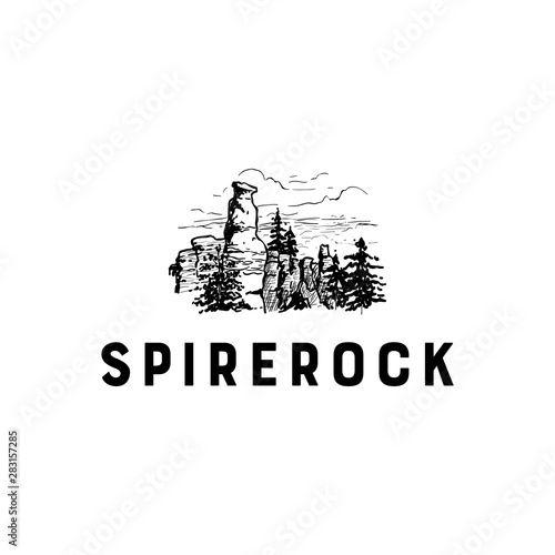 Spire rock nature outdoor adventure logo template design