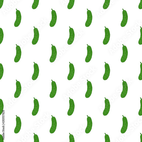 Vector seamless pattern with cucumber. Seamless pattern.