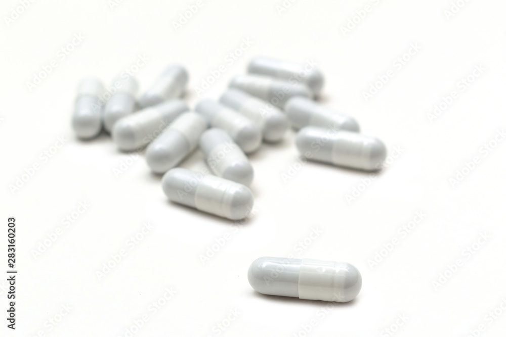 pills on white background