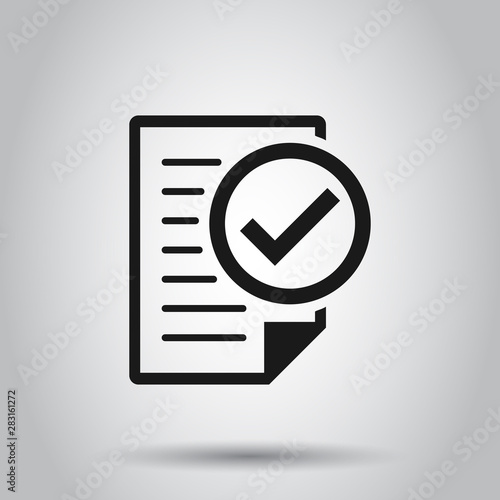 Compliance document icon in transparent style. Approved process vector illustration on isolated background. Checkmark business concept.