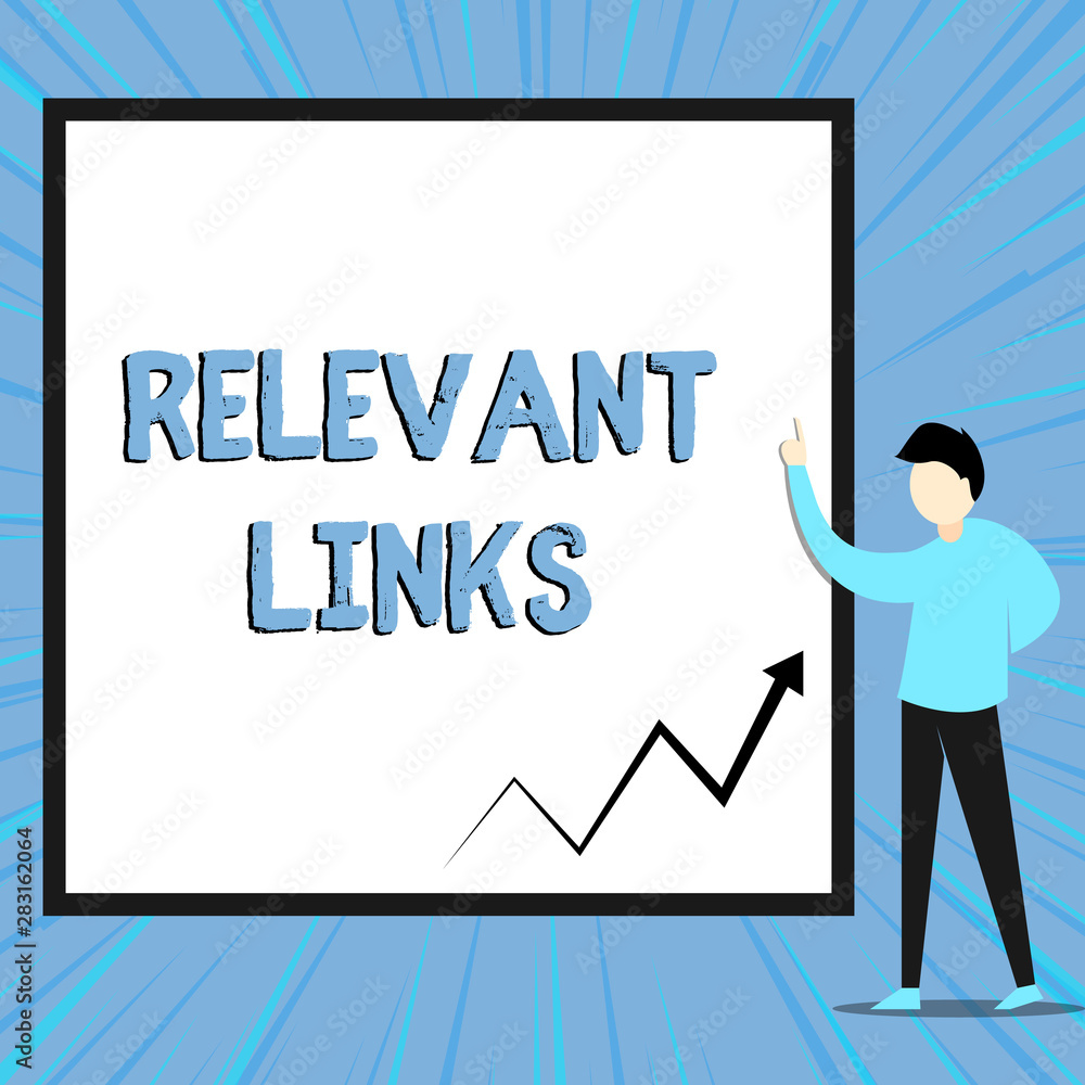 Word writing text Relevant Links. Business photo showcasing Significant sites for a particular topic Associated View young man standing pointing up blank rectangle Geometric background Word writing text Relevant Links. Business photo showcasing Significant sites for a particular topic Associated View young man standing pointing up blank rectangle Geometric background