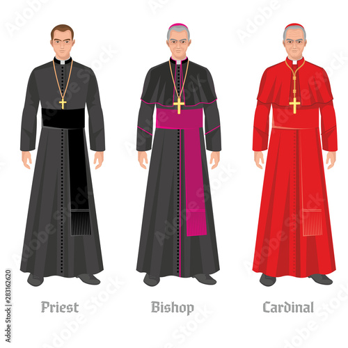 catholic priest in robes, flat illustration