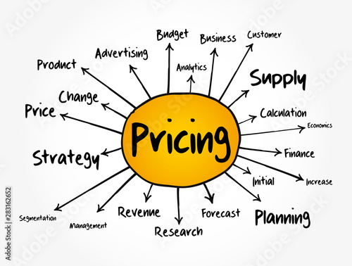 Pricing mind map flowchart, business concept for presentations and reports photo