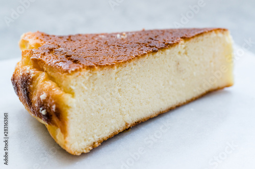 Ricotta Cheesecake Slice Close Up Macro View.