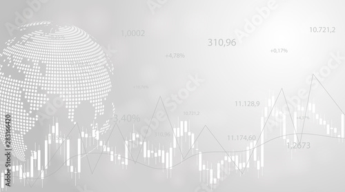 Financial market trade concept. hand finger taps on chart of trading data of forex stock exchange.