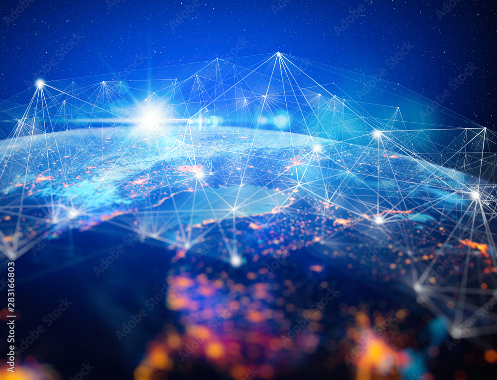 Communication technology for internet business. Global world network ...