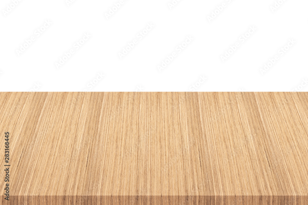 Empty wooden table top isolated on white background - can be used for display or montage your products. Empty wooden table top isolated on white background - can be used for display or montage your products.