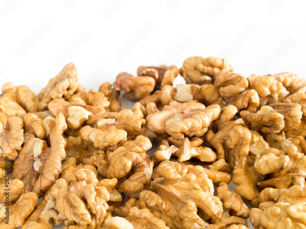 walnuts on a white background. healthy foods walnuts on a white background. healthy foods