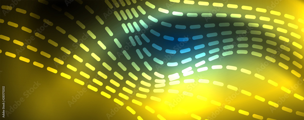 Smooth wave lines on blue neon color light background. Glowing abstract wave on dark, shiny motion, magic space light Smooth wave lines on blue neon color light background. Glowing abstract wave on dark, shiny motion, magic space light
