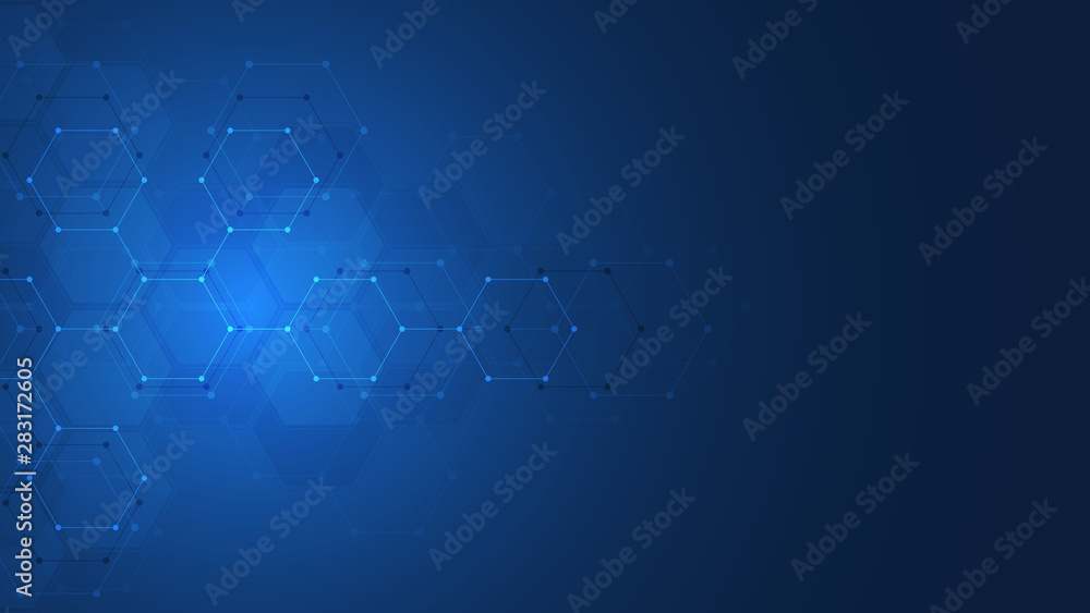 Abstract technology or medical background with hexagons shape pattern ...