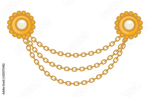 40s Gold jewelry, brooch and chains, 1940s accessory