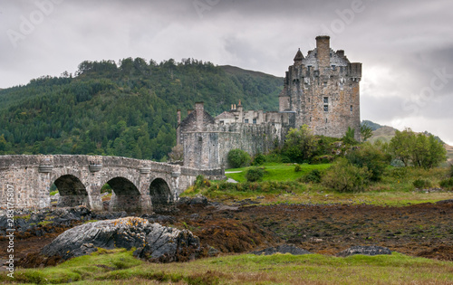 The famous Eilean Donan Castle in the lake of Loch Alsh  at the Highlands of Scotland. photo