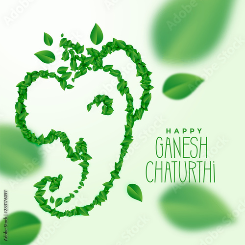 ganesh ji made with green leaves concept design
