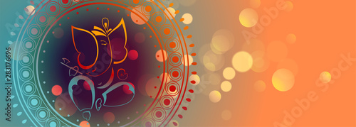 beautiful lord ganesha design colorful banner template photo