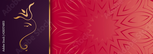 premium golden lord ganesha design banner with text space