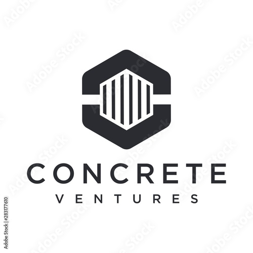 abstract hexagonal vector logo for construction