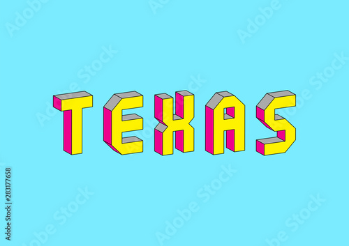 Texas text with 3d isometric effect
