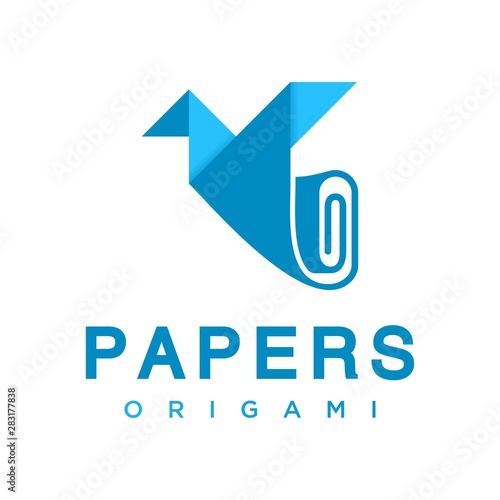 simple origami shape vector logo