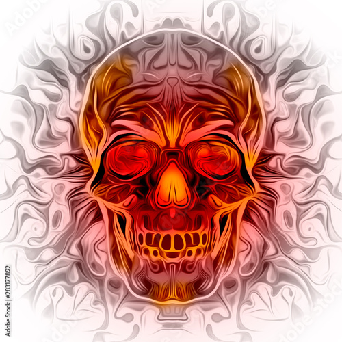 Human skull with colorful s...