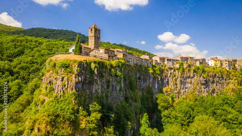 Castellfollit de la Roca. Castle on the rock. Spain. Aerial view photo