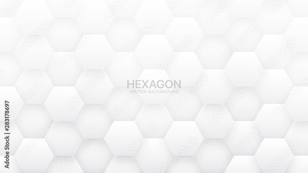 3D Vector Hexagon Tech Structure Abstract White Background. Science ...