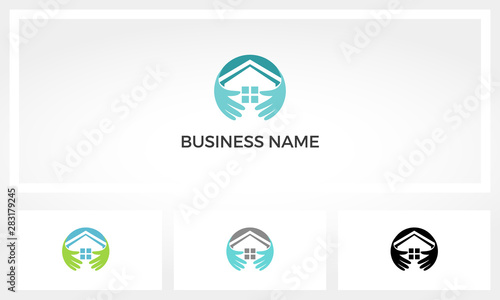 Two Hands Holding A House Logo