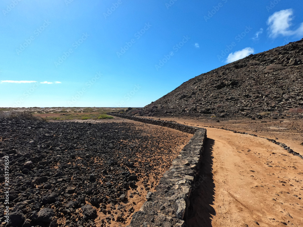 Paisaje volcánico isla de Lobos, Fuerteventura, Islas Canarias, España